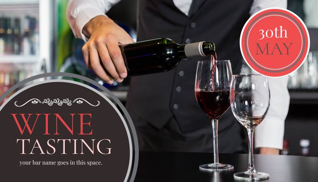 Elegant Wine Tasting Event Promotion with Sommelier Pouring Red Wine - Download Free Stock Templates Pikwizard.com