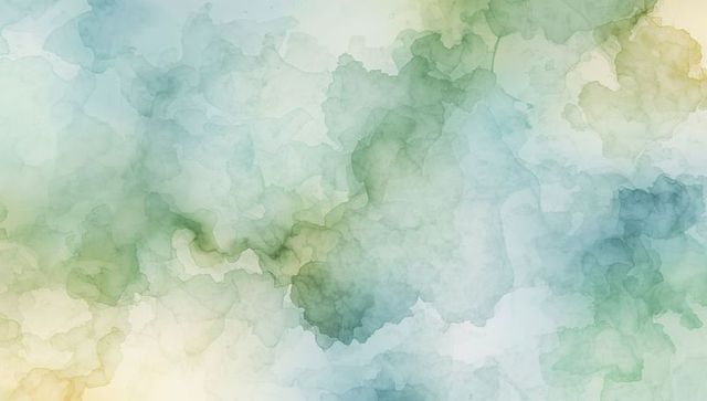 Translucent watercolor wash blending teal and green pastels with layered organic texture