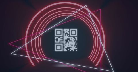QR Code with Red Circles and Neon Triangles - Download Free Stock Images Pikwizard.com