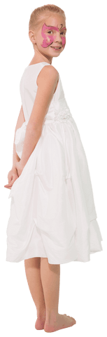 Cheerful caucasian girl smiling with face paint on transparent background