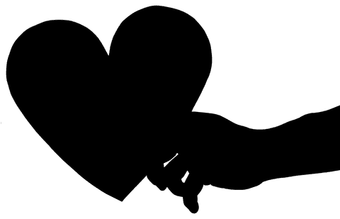 Transparent Silhouette of Hand Holding Heart Symbol