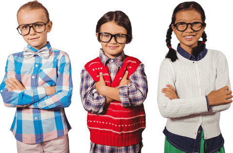 Smiling Diverse Children Wearing Glasses on Transparent Background - Download Free Stock Videos Pikwizard.com