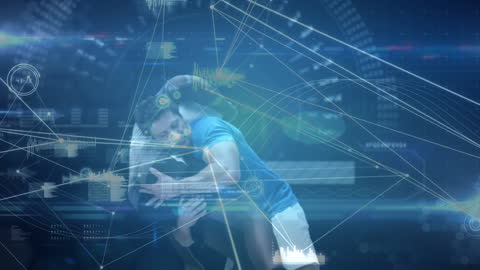 Digitally Enhanced Rugby Players with Data Visualization Graphics