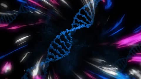 Colorful DNA Strand with Dynamic Burst of Light Streaks