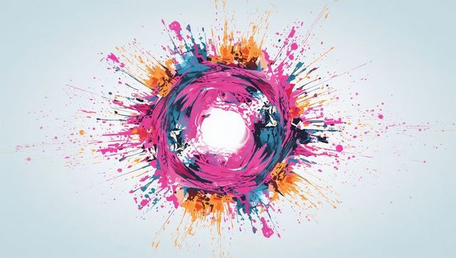 Vibrant circular abstract with colorful paint splashes