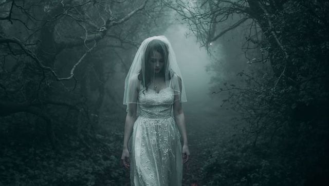 Bridal Silhouette Wandering Enchanted Forest