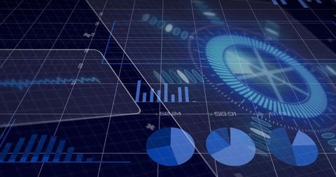 Futuristic Holographic Data Dashboard Visualizing Real-Time Analytics and Charts