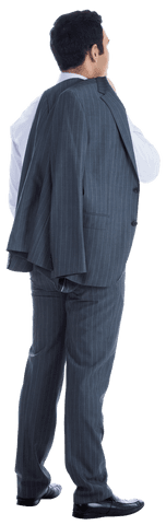 Back View Hispanic Businessman in Suit Transparent Background