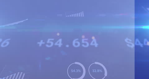 Stock Market Data Visualization on Blue Digital Interface
