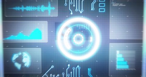 Futuristic Blue Digital Interface with Data Visualizations - Download Free Stock Images Pikwizard.com