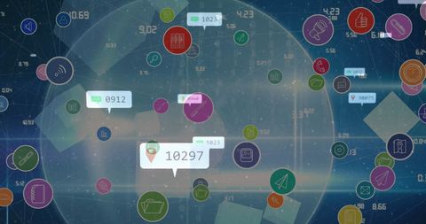 Floating Data Icons Representing Global Connectivity in Virtual Space - Download Free Stock Images Pikwizard.com