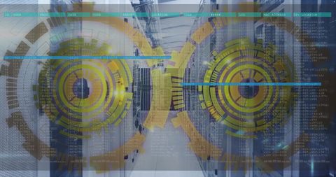 Data Processing and Scanning over Server Room with Digital Overlay - Download Free Stock Images Pikwizard.com