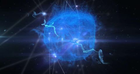 Abstract Blue Light Trails in Motion on Dark Background