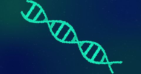 glowing green double helix spinning against blue backdrop - Download Free Stock Images Pikwizard.com