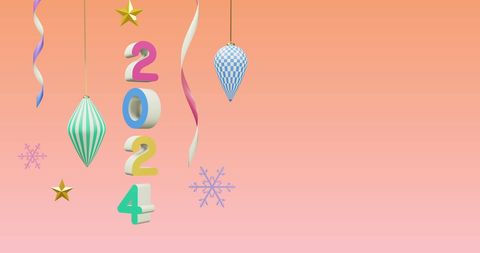 Festive 2024 new year design with colorful decorations