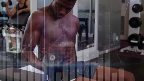 Athletic Man Working Out with Technology Data Integration