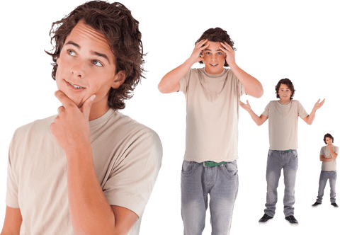 caucasian man expressive poses on transparent background - Download Free Stock Videos Pikwizard.com