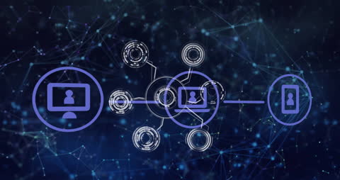 Futuristic Network Design with Digital Icons and Connections
