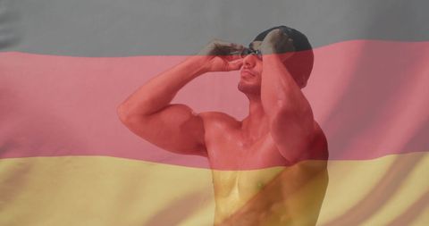 Patriotic swimmer prepared for competition with german flag overlay