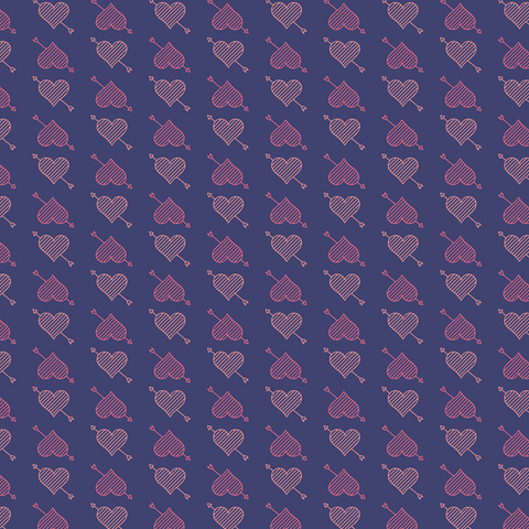 Pink Heart and Arrow Pattern on Blue with Transparent Background