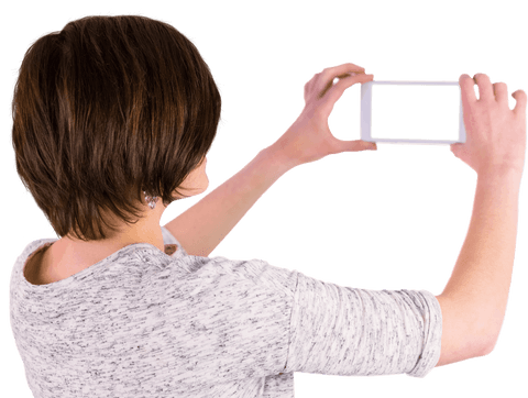Transparent View of Woman Taking Photo on Smartphone