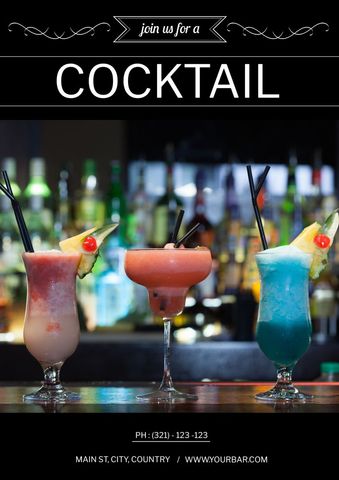 colorful cocktails trio at bar counter for promotion - Download Free Stock Templates Pikwizard.com