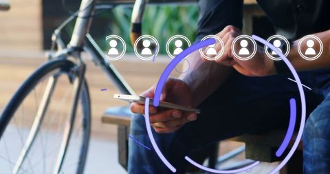 Businessman Engaging with Digital Interfaces on Smartphone