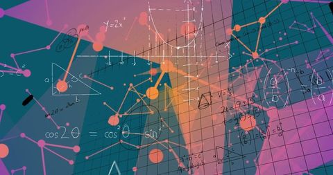 Futuristic mathematical connection network with formulas