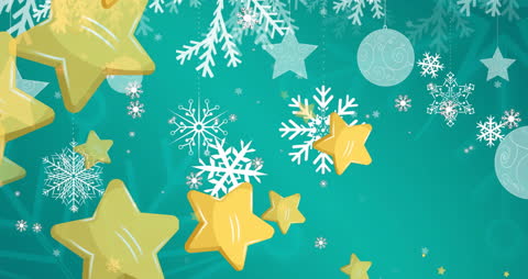 Festive Background with Golden Stars and Snowflakes