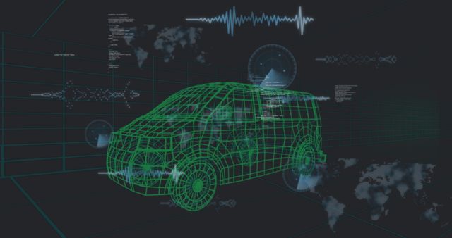 Digital 3D Model Vehicle Overlaid with Dynamic Data Visualizations - Download Free Stock Images Pikwizard.com