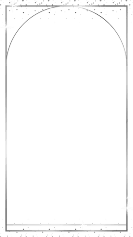 Elegant silver arch frame on transparent background with starry accents