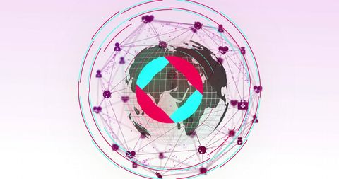 Global networking with abstract digital icons