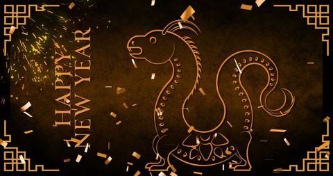 Festive chinese new year dragon design with gold accents