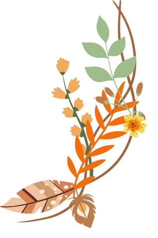 Decorative botanical vine with flower on transparent background