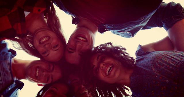 Group of Friends Laughing Together in a Circle Outdoors - Download Free Stock Images Pikwizard.com