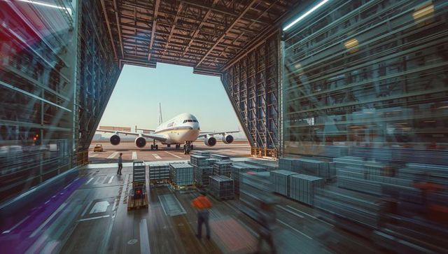 Efficient airport hangar operations with cargo and jet
