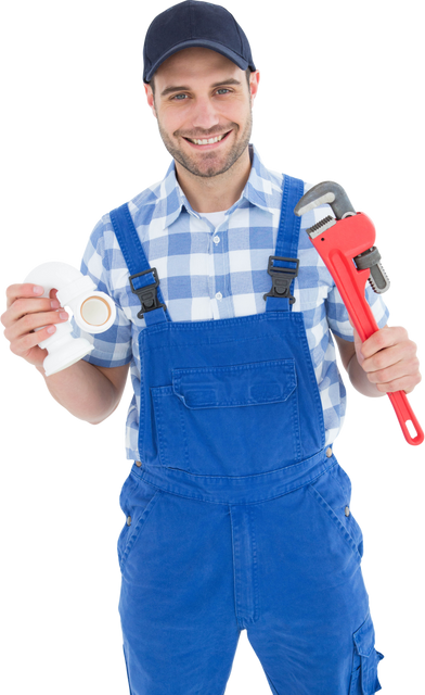 Transparent Portrait Confident Plumber Holding Wrench and Pipe - Download Free Stock Videos Pikwizard.com