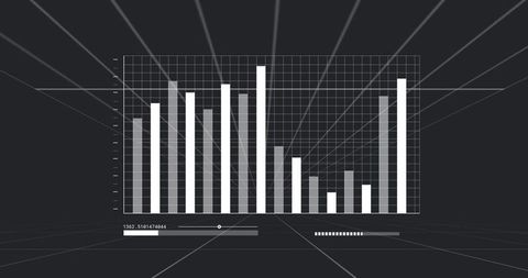 Displaying monochrome 3d bar chart dashboard with interactive slider and gridlines