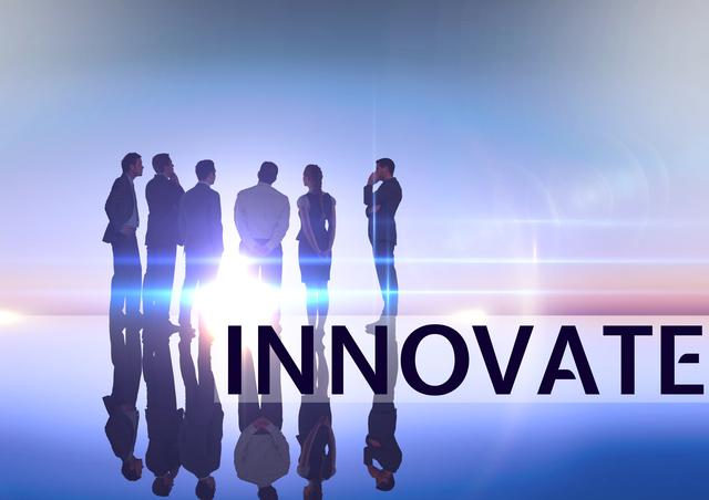 Innovate text with team of business executives thinking illuminated background - Download Free Stock Photos Pikwizard.com