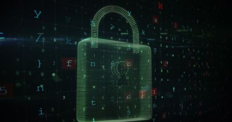 Digital Padlock with Holographic Symbols Representing Cyber Security - Download Free Stock Images Pikwizard.com