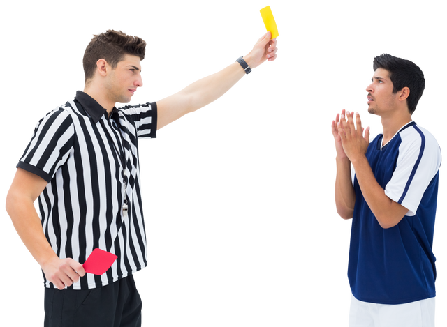 Transparent referee shows yellow card to soccer player - Download Free Stock Videos Pikwizard.com