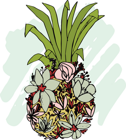 floral pineapple illustration with transparent background - Download Free Stock Videos Pikwizard.com