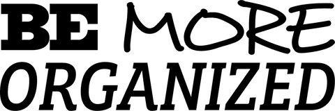 Transparent motivational text 'be more organized'