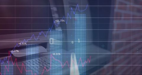 Financial Data Overlay on ATM: Global Finance Concept