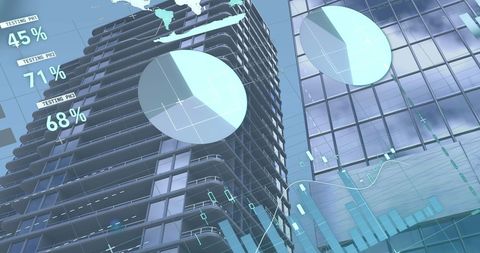 Digital Data Visualization Overlaying Skyscrapers in Futuristic City - Download Free Stock Images Pikwizard.com