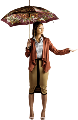 transparent businesswoman holding umbrella in studio pose - Download Free Stock Videos Pikwizard.com