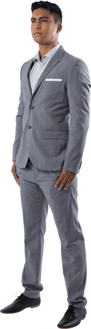 Confident Businessman in Gray Suit Looking Away Transparent Image
