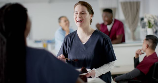 Smiling Nurse Serving Food in Caring Medical Facility - Download Free Stock Images Pikwizard.com