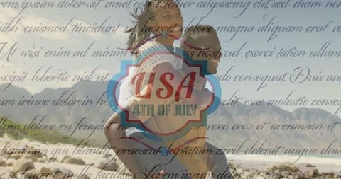 Joyful Couple Celebrating Independence Day in Scenic Mountains