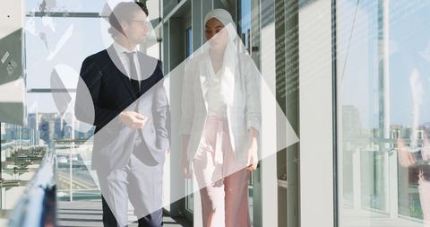 Global Business Discussion with Digital Data Integration Overlay